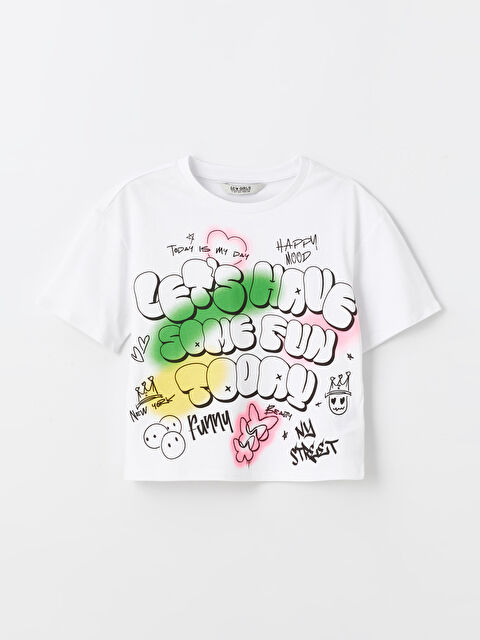 LCW Kids Crew Neck Printed Short Sleeve Girls' T-Shirt - S46914Z4-Q6K