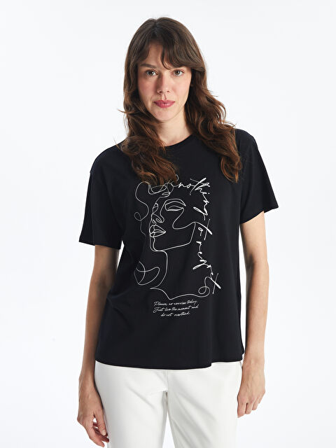 LCW Vision Žena CRNA Majica kratkih rukava - S47034Z8-CVL