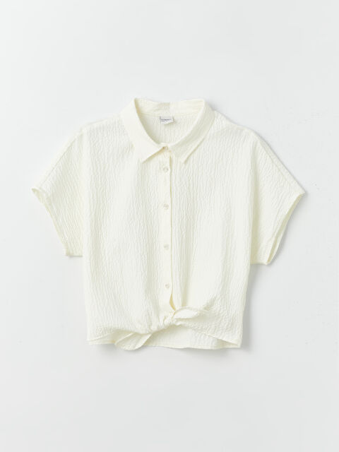 LCW Kids Basic Kısa Kollu Kız Çocuk Crop Gömlek - S47130Z4-FDU