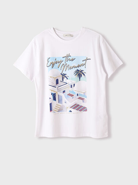 LCW Vision تيشيرت نسائي بأكمام قصيرة وياقة دائرية مطبوع - S47318Z8-Q6K