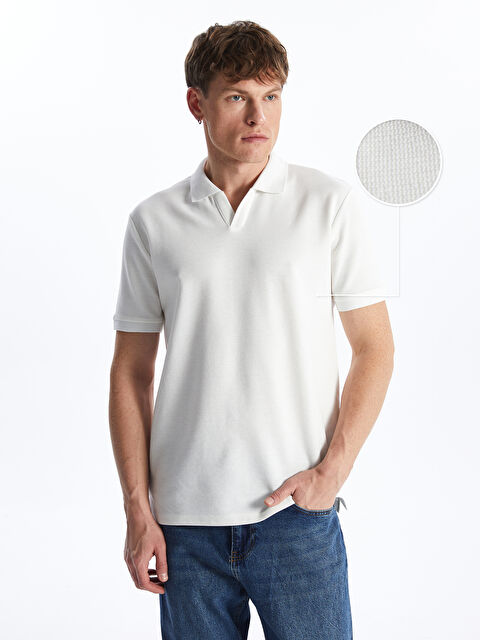 XSIDE Polo Neck Short Sleeve Men's Textured T-Shirt - S47338Z8-EEW