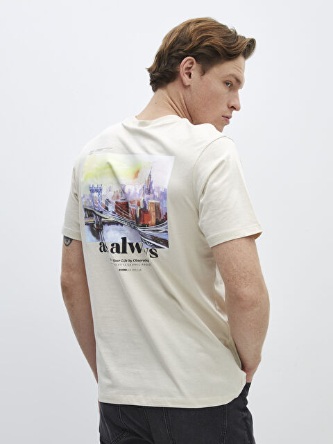 XSIDE T-shirt pour hommes en coton peigné imprimé à manches courtes et col rond - S47377Z8-S0U