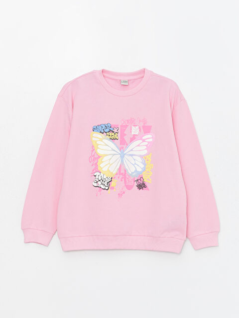 LCW Kids Crew Neck Printed Long Sleeve Girls' Sweatshirt - S47531Z4-VVC