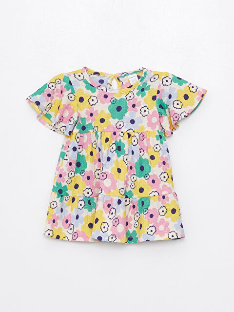 LCW baby Crew Neck Short Sleeve Floral Baby Girls' Dress - S47599Z1-LRB