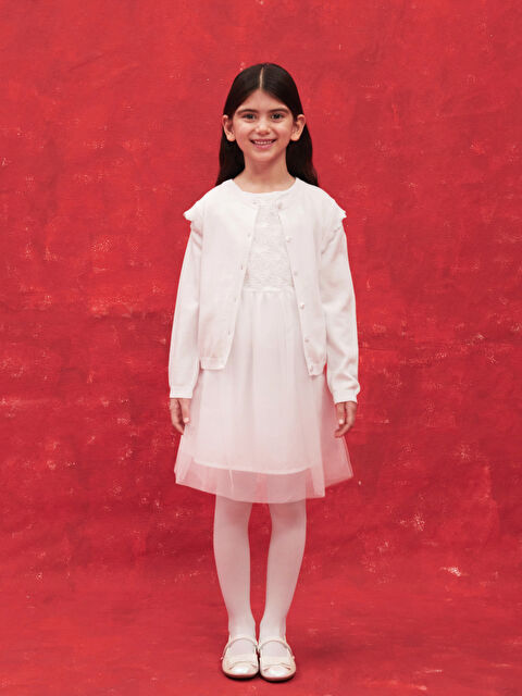 LCW Kids Bisiklet Yaka Uzun Kollu Kız Çocuk Triko Hırka - S47624Z4-Q6K