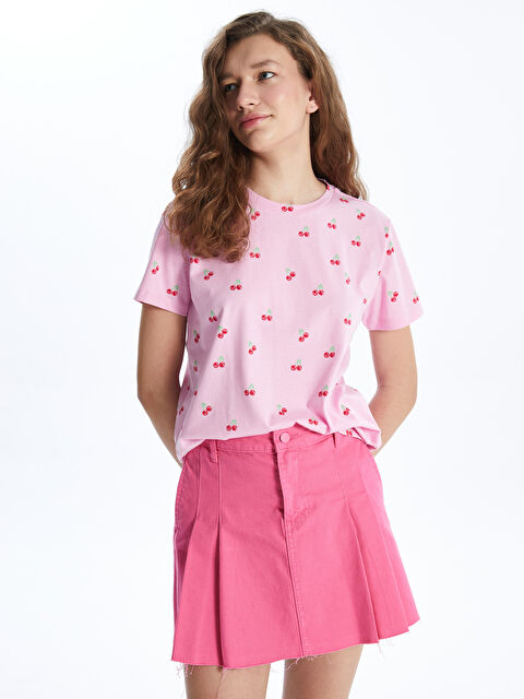 XSIDE Crew Neck Printed Short Sleeve Women's T-Shirt - S47642Z8-GA5