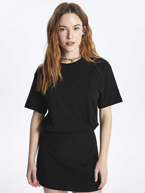 XSIDE Crew Neck Plain Short Sleeve Women's T-Shirt - S47645Z8-CVL