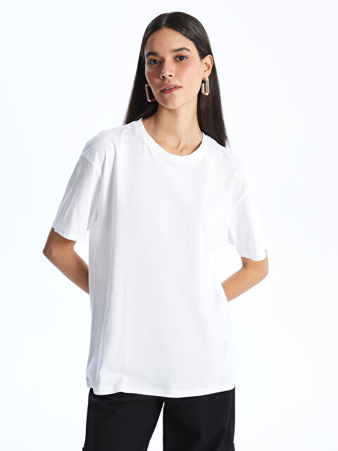 XSIDE Bisiklet Yaka Düz Kısa Kollu Kadın Tişört - S47645Z8-KE8