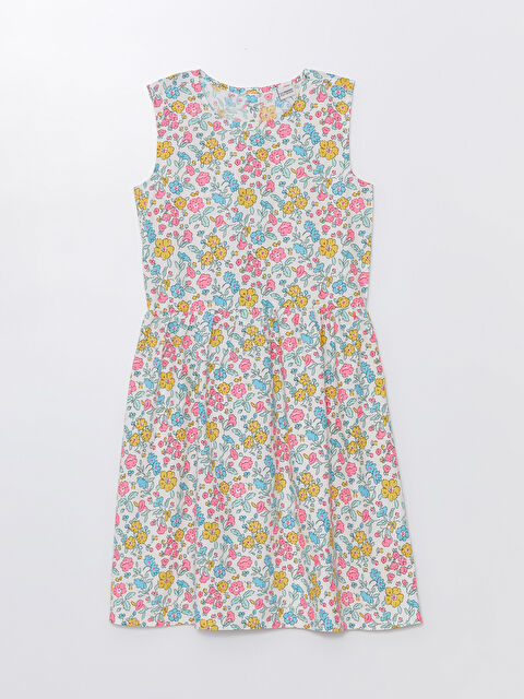 LCW Kids Bisiklet Yaka Desenli Kız Çocuk Elbise - S47691Z4-SWC