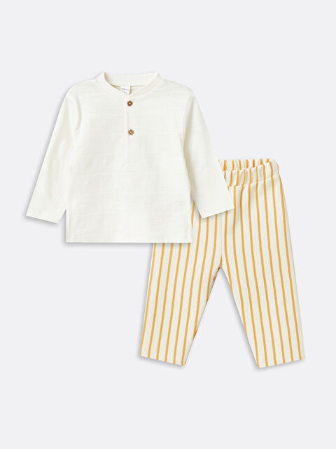 LCW baby Crew Neck Long Sleeve Baby Boys' T-Shirt and Pants 2 Pack Set - S47763Z1-FDU