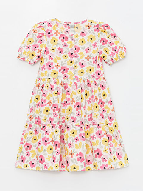 LCW Kids Crew Neck Floral Girls' Dress - S47796Z4-LRA