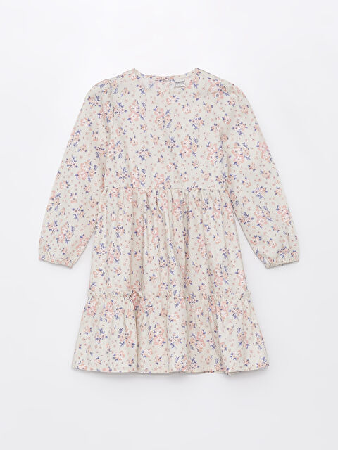 LCW Kids Crew Neck Floral Girls' Dress - S47806Z4-LQB