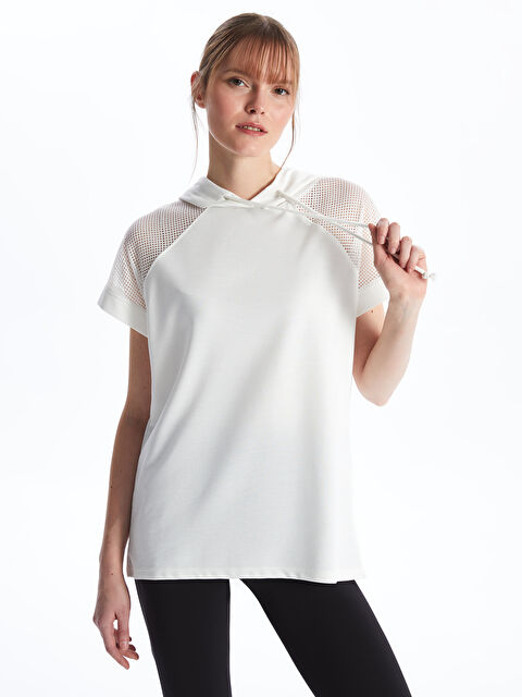 XSIDE ACTIVE Kapüşonlu Düz Kısa Kollu Kadın Tişört - S47849Z8-Q6K