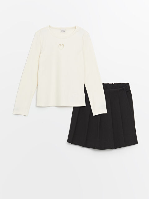 LCW Kids Ensemble T-Shirt Col Rond et Jupe Courte Fille - S47901Z4-FRC