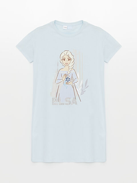 LCW Kids Bisiklet Yaka Elsa Baskılı Kısa Kollu Kız Çocuk Gecelik - S47970Z4-QWQ