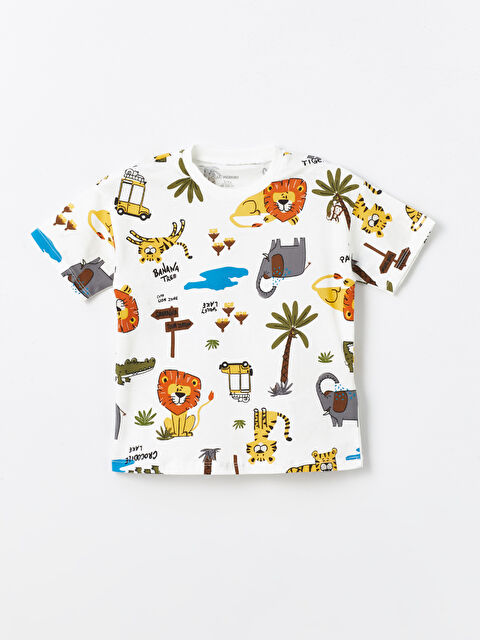 LCW Kids Bisiklet Yaka Kısa Kollu Baskılı Erkek Bebek Tişört