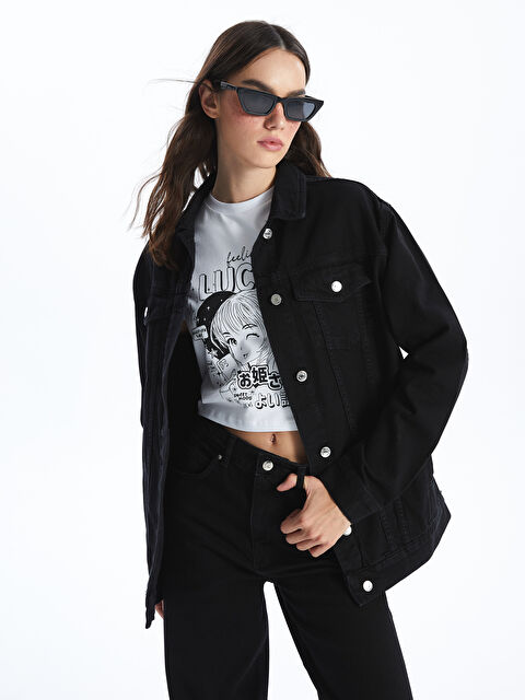 XSIDE Plain Long Sleeve Women's Denim Jacket - S48292Z8-CVL