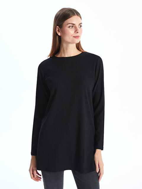 LCWAIKIKI Basic Bisiklet Yaka Düz Uzun Kollu Kadın Tunik - S48294Z8-CVL