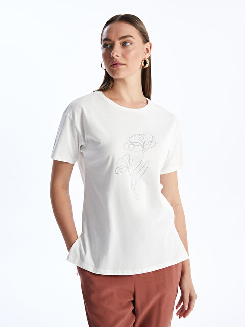 LCWAIKIKI Basic Žena EKRU Majica kratkih rukava - S48301Z8-R9J