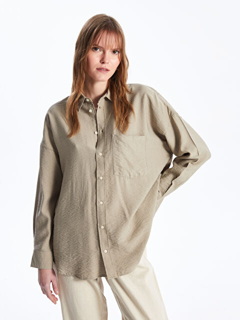 LCW Vision Plain Long Sleeve Oversize Women's Shirt - S48316Z8-VVF