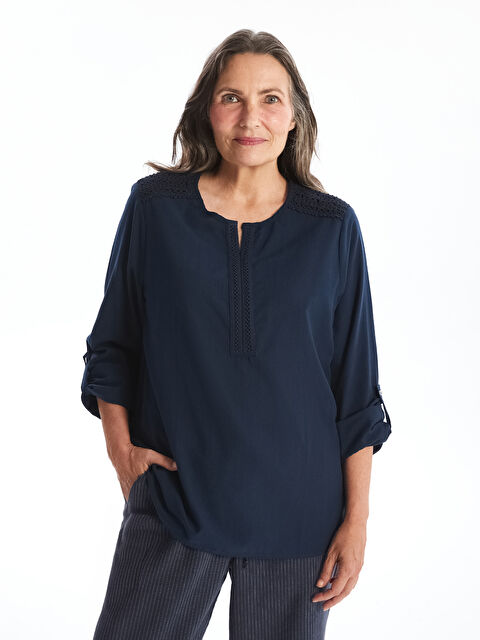 LCW Grace Kaçık Yaka Nakışlı Uzun Kollu Kadın Bluz - S48459Z8-E1J