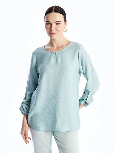 LCW Grace Bisiklet Yaka Düz Uzun Kollu Kadın Bluz - S48461Z8-GBZ