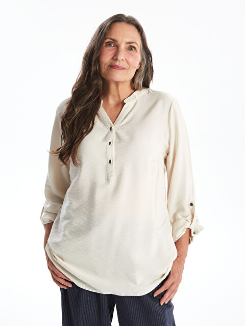 LCW Grace Notch Neck Plain Long Sleeve Women's Blouse - S48463Z8-FZJ