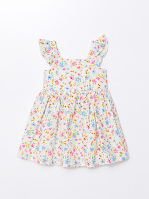 LCW Kids Square Collar Strappy Floral Baby Girls' Dress - S48476Z1-LT4