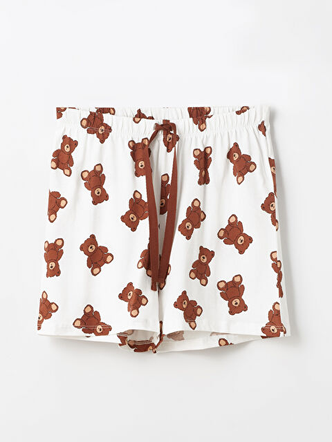 LCW Young Beli Lastikli Ayı Teddy Baskılı Kadın Şort Pijama Altı