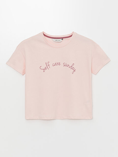 LCW Young Bisiklet Yaka Baskılı Kadın Pijama Üst - S48619Z8-QWK