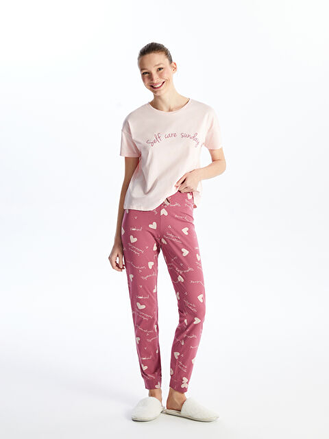 LCW Young Bisiklet Yaka Baskılı Kısa Kollu Kadın Pijama Takımı - S48620Z8-LT8