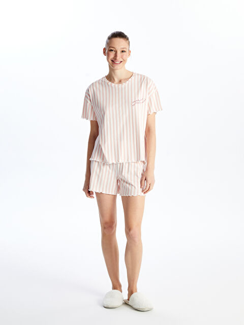 LCW Young Crew Neck Striped Short Sleeve Women's Short Pyjama Set - S48623Z8-LRA