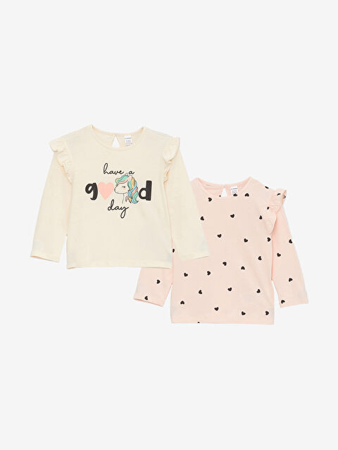 LCW Kids Crew Neck Long Sleeve Baby Girls' T-Shirt 2 Pack - S48838Z1-FRC