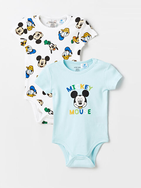 LCW baby Lot de 2 Bodies Bébé Garçon à Boutons-Pression Mickey Mouse Imprimés à Manches Courtes Col Rond - S48870Z1-LRA