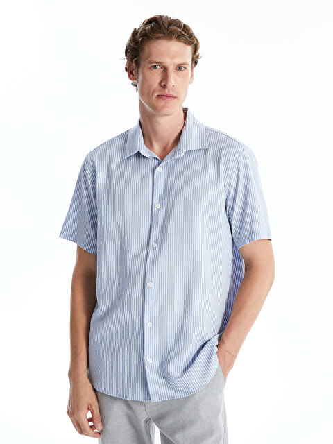 SOUTHBLUE Regular Fit Kısa Kollu Armürlü Erkek Gömlek - S48890Z8-LJX