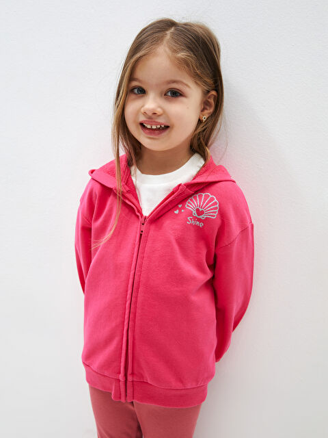 LCW Kids Kapüşonlu Uzun Kollu Kız Bebek Fermuarlı Sweatshirt - S48944Z1-H6W