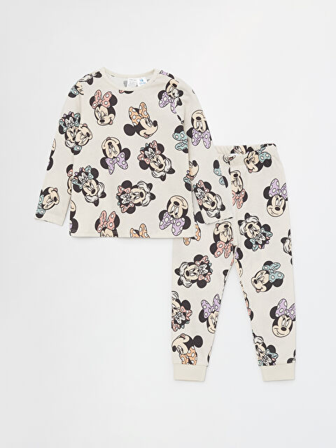 LCW baby Crew Neck Long Sleeve Minnie Mouse Printed Baby Girls' Pyjama Set - S49004Z1-LQA