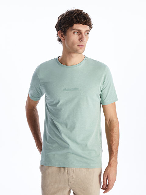 LC WAIKIKI Bisiklet Yaka Kısa Kollu Baskılı Erkek Pijama Üst - S49095Z8-GD2