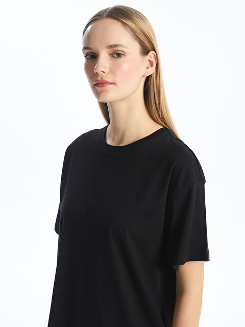 LCW Modest Crew Neck Printed Short Sleeve Oversize Women's T-Shirt - S49153Z8-CVL