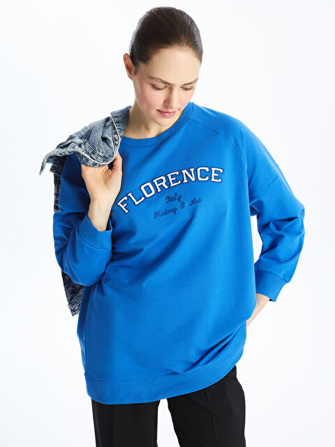 LCW Modest Embroidered Oversize Women's Sweatshirt Tunic - S49401Z8-K6M