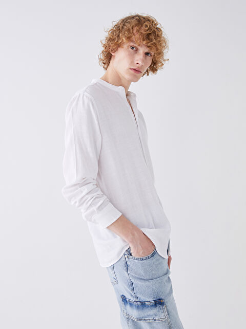 XSIDE Regular Fit Long Sleeve Dobby Fabric Men's Shirt - S49475Z8-Q6K