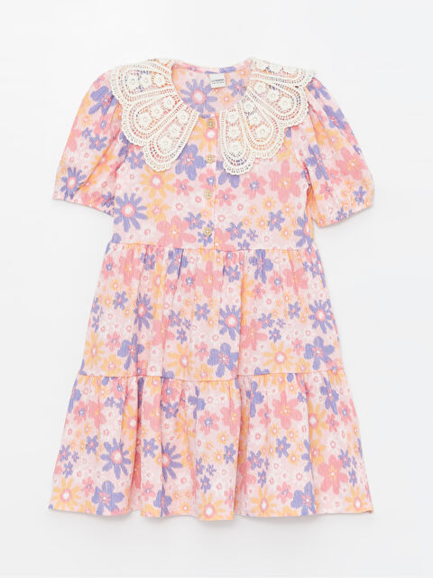 LCW Kids Сукня для дівчаток з комірцем Пітер Пен та квітковим принтом - S49548Z4-LT4