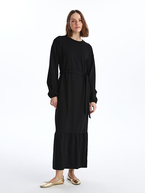 LCWAIKIKI Classic Crew Neck Plain Long Sleeve Women's Dress