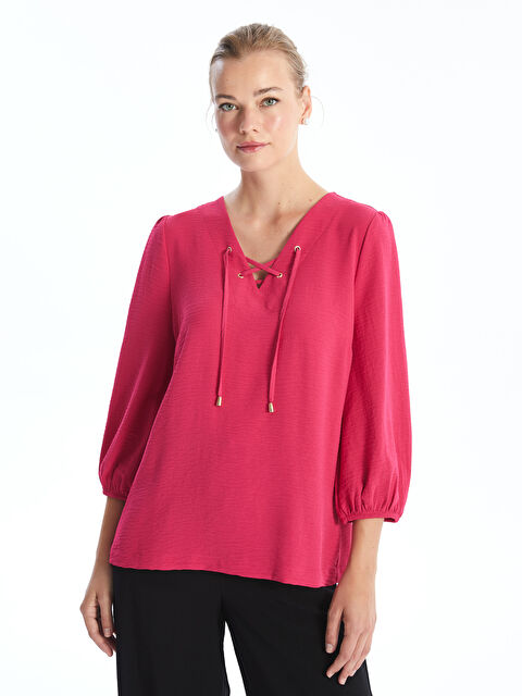 LCWAIKIKI Classic V Neck Plain Aerobin Women's Blouse