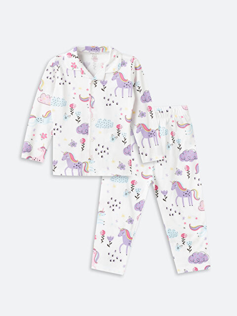 LCW baby Polo Neck Long Sleeve Printed Baby Girls' Pyjama Set - S49892Z1-LRA