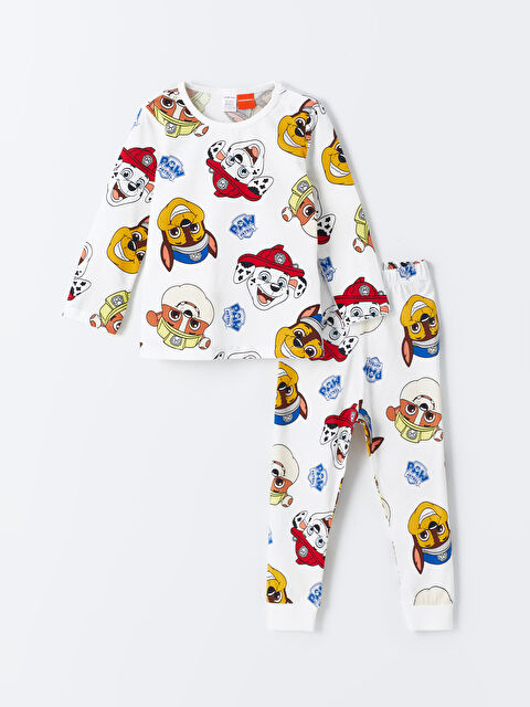 LCW baby Crew Neck Long Sleeve Paw Patrol Printed Baby Boys' Pyjama Set - S49910Z1-LRA