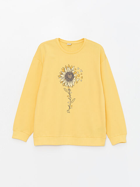 LCW Kids Crew Neck Printed Long Sleeve Girls' Sweatshirt - S49962Z4-FW5