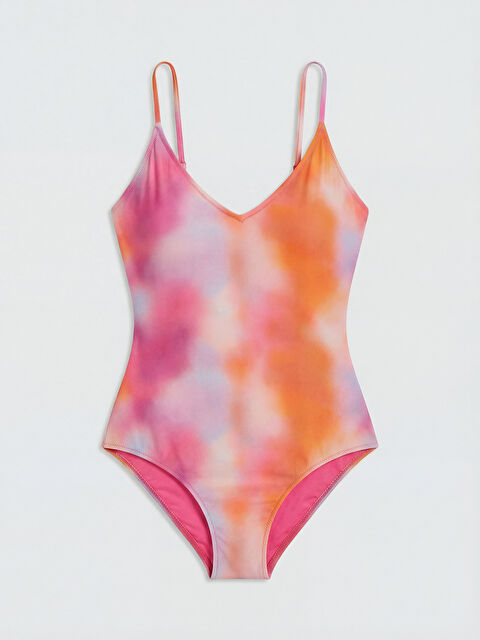 LCW DREAM UV Korumalı V Yaka Batik Desenli Askılı Kadın Mayo