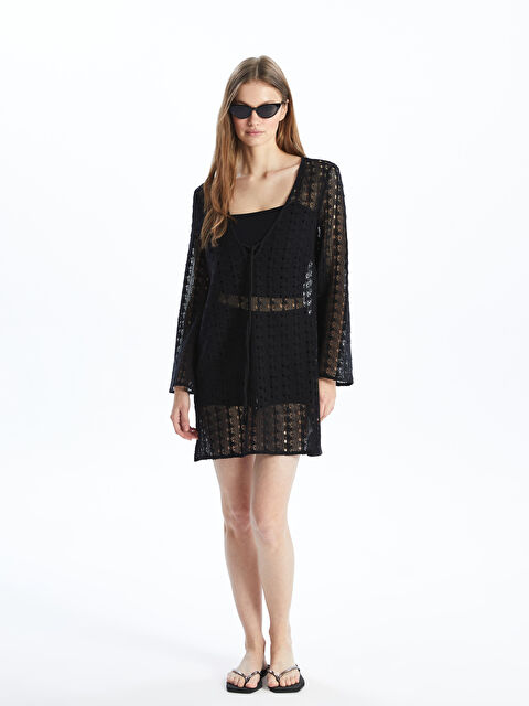 LCW DREAM Robe de Plage à Motifs avec Encolure en V et Manches Longues pour Femmes - S4AA21Z8-CVL