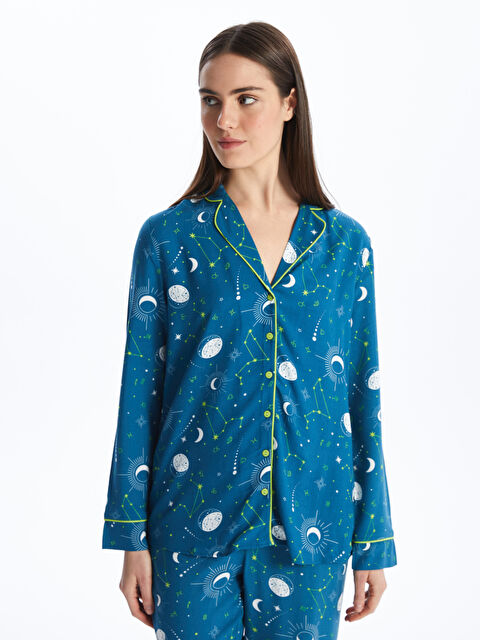 LCW DREAM Gömlek Yaka Baskılı Uzun Kollu Kadın Pijama Takımı - S4AB32Z8-LQR